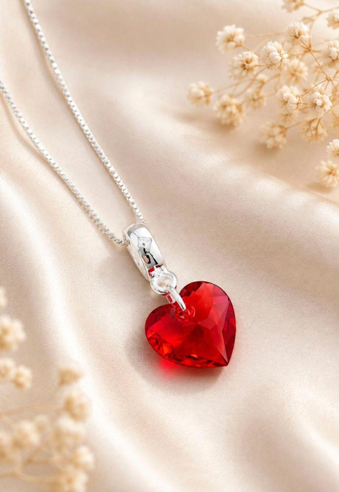 Collar Amor Baño Oro Blanco Cristal Swarovski® Siam-6