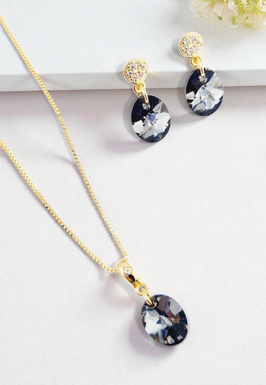 Conjunto Praga Baño Oro 24K Cristal Genuino Silver Night-2
