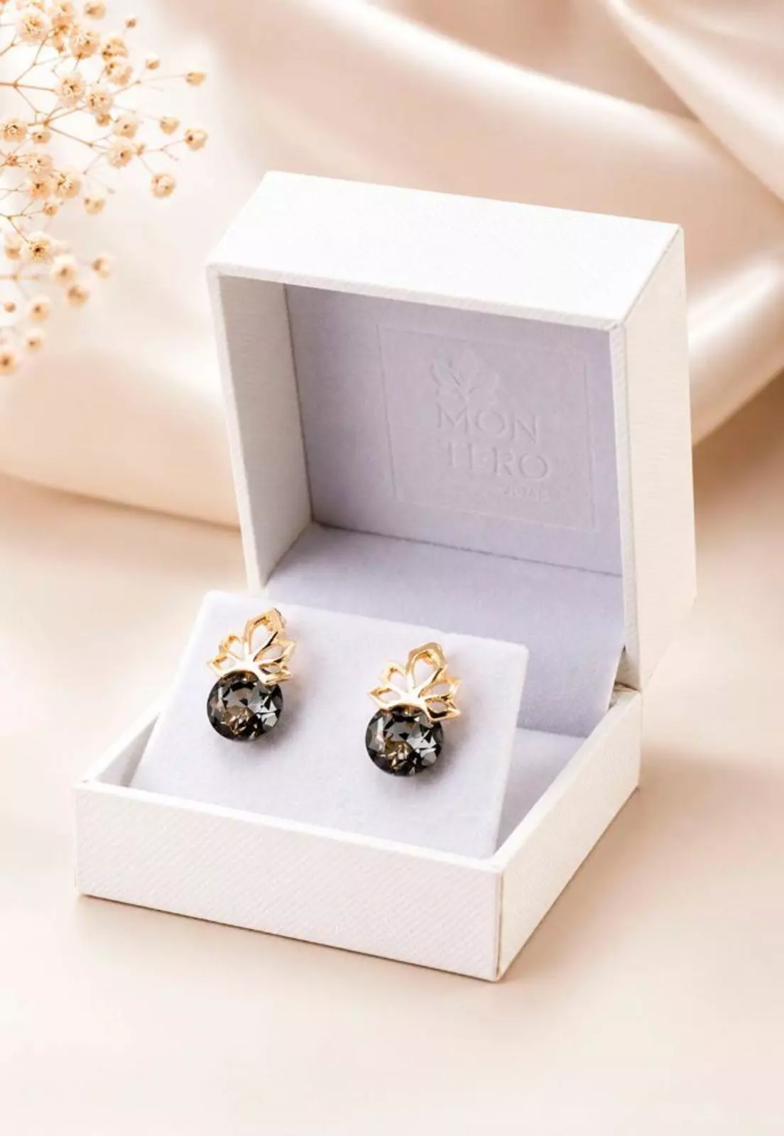 Aros Bali Gold 24K Cristal Swarovski® Silver Night-2