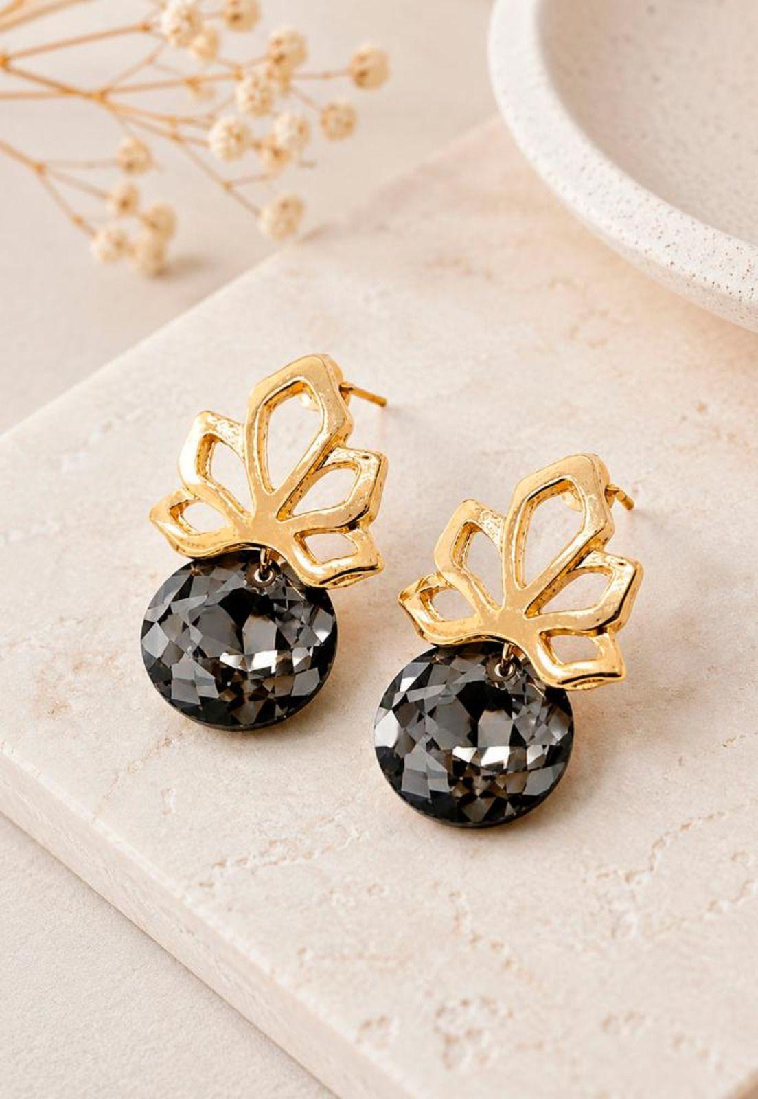 Aros Bali Gold 24K Cristal Swarovski® Silver Night-5