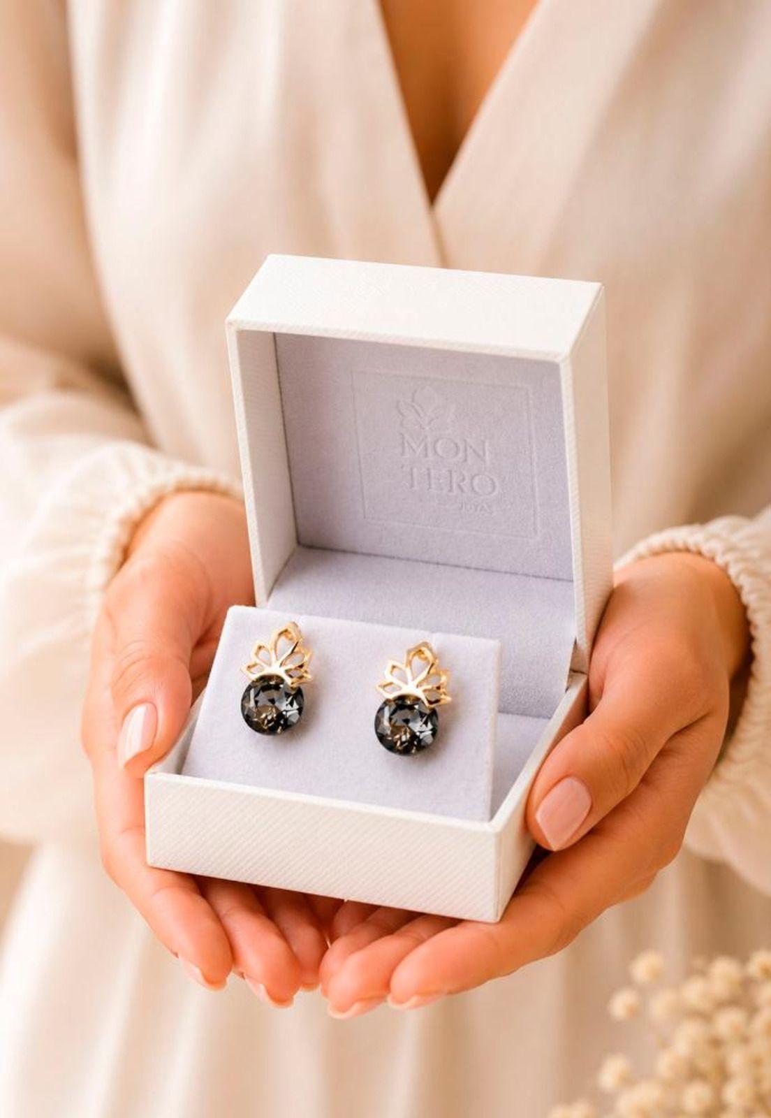 Aros Bali Gold 24K Cristal Swarovski® Silver Night-7