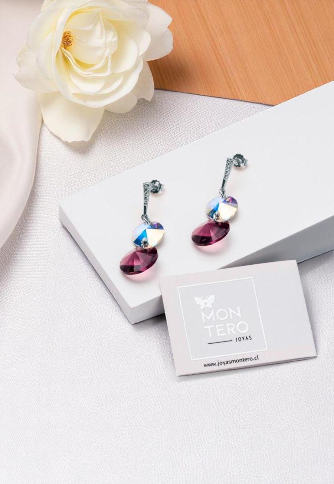 Aros Lourdes Plata 925 Cristal Swarovski® Amethyst-2
