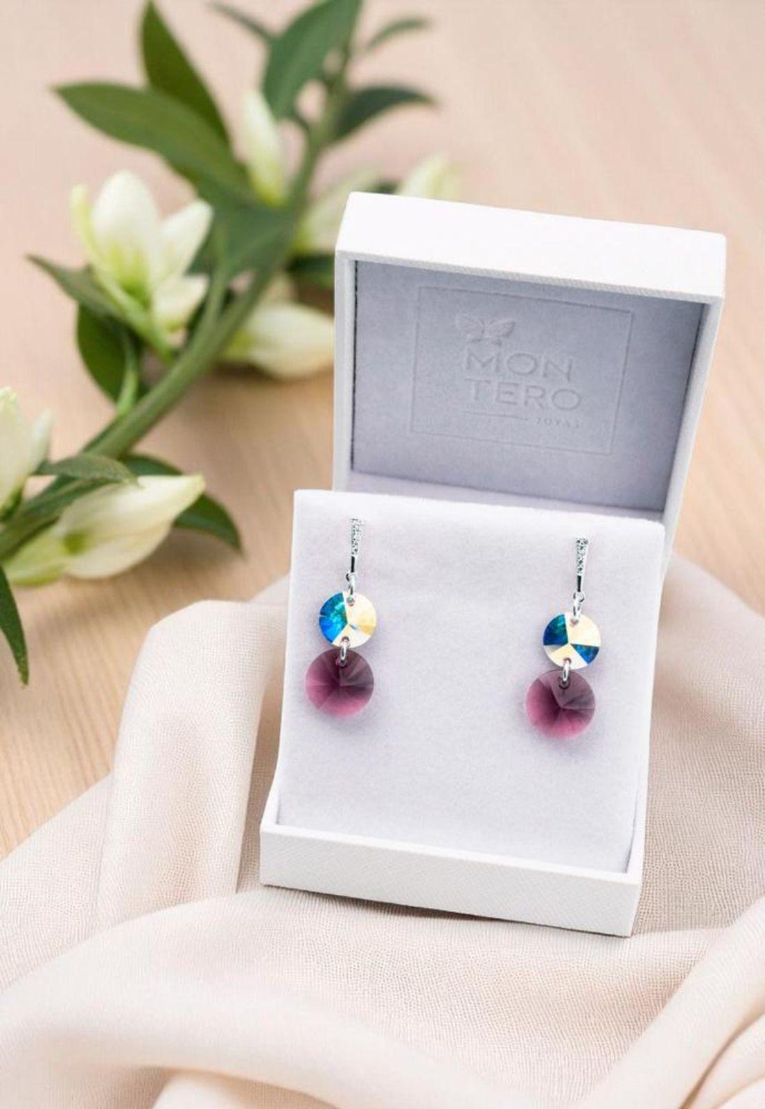 Aros Lourdes Plata 925 Cristal Swarovski® Amethyst-3