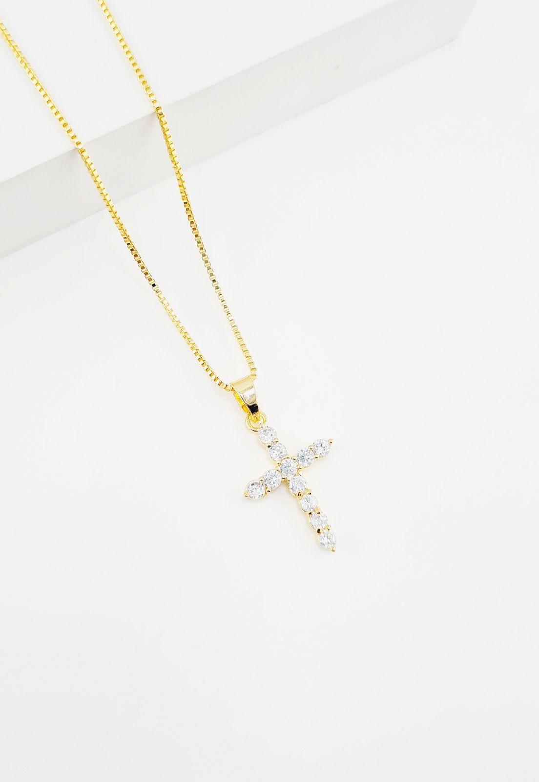 Collar Cruz Microcircones Baño de Oro 24k-2