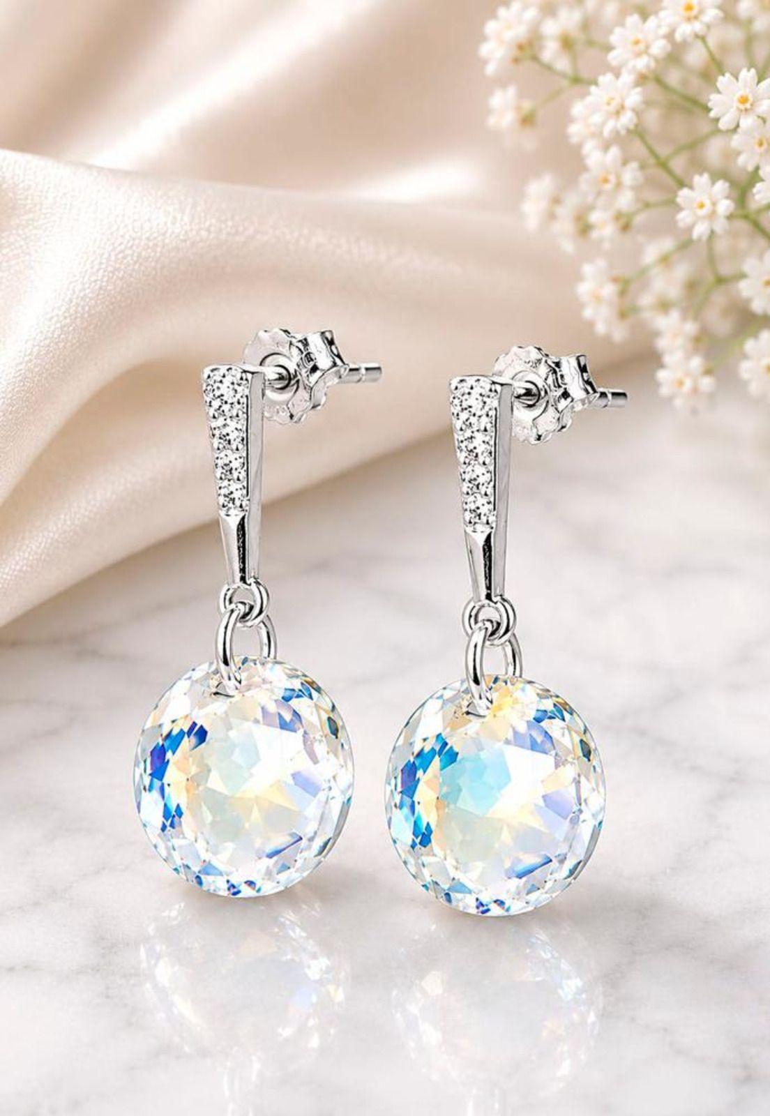 Aros Gracia Plata 925 Cristal Swarovski® Aurora Boreal-2