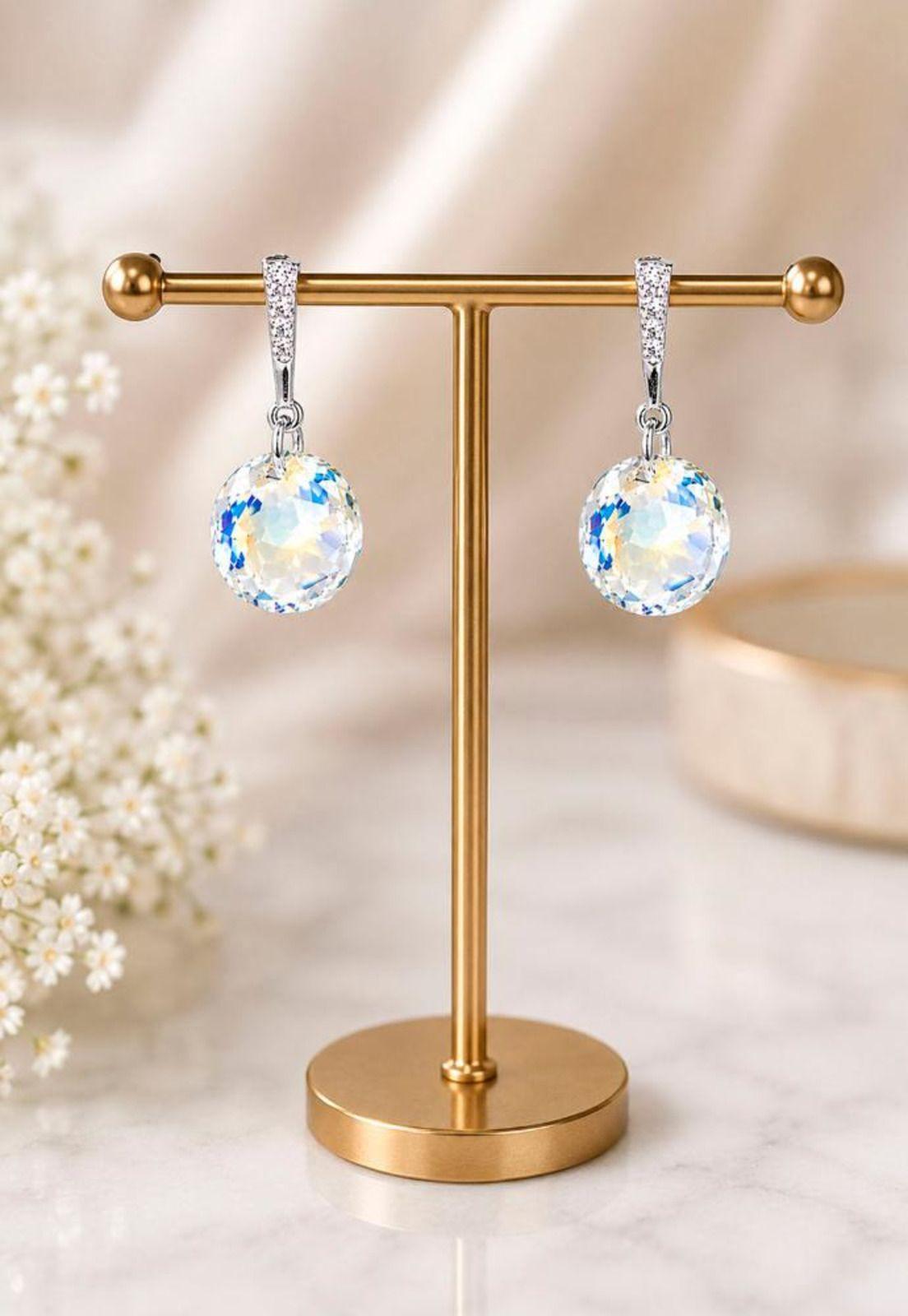 Aros Gracia Plata 925 Cristal Swarovski® Aurora Boreal-4