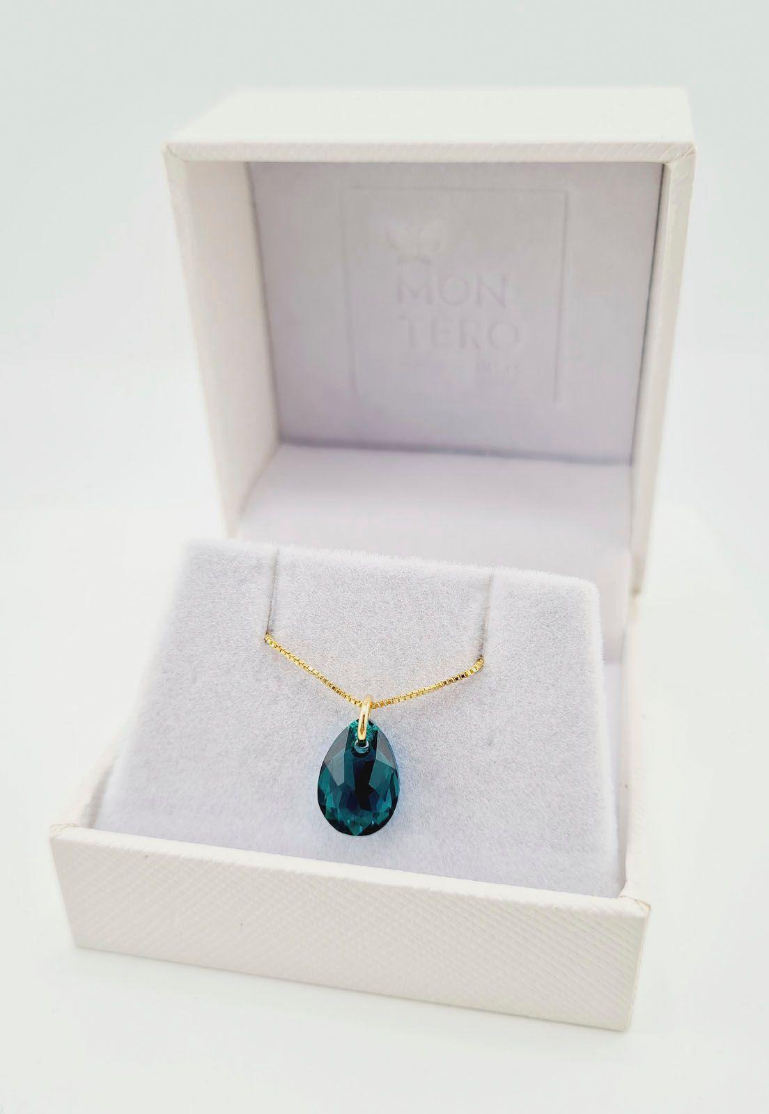 Collar Gota de Luz Gold Cristales Genuinos Emerald-2