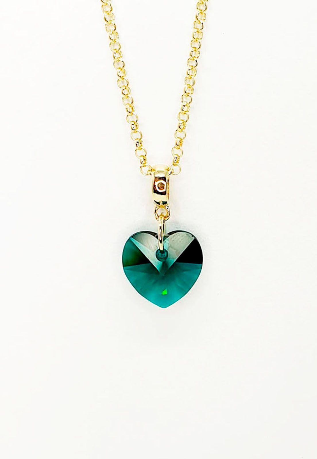 Collar Gran Romance Gold Cristal Genuino Emerald-3