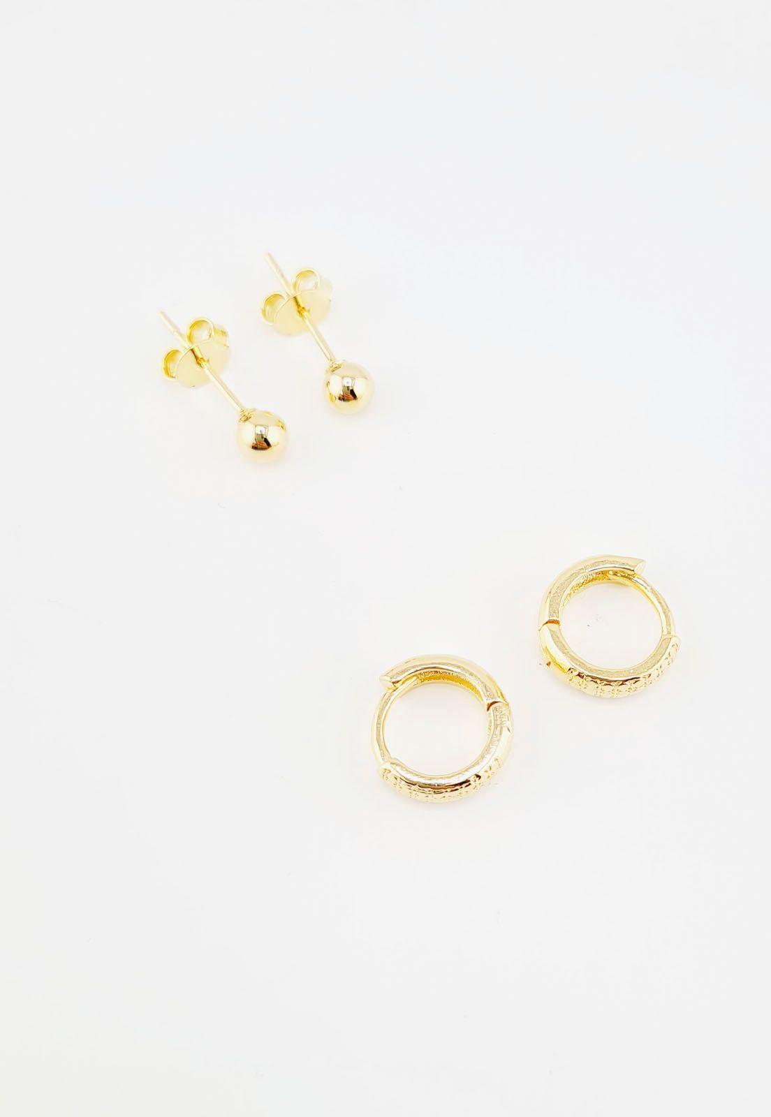 Pack Aros de Plata Con Baño de Oro 24k Classic-2