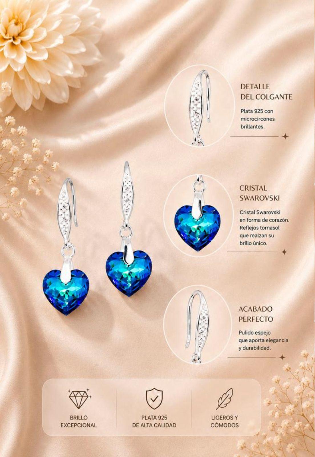 Aros Amor Plata 925 Cristal Swarovski® Bermuda Blue-4