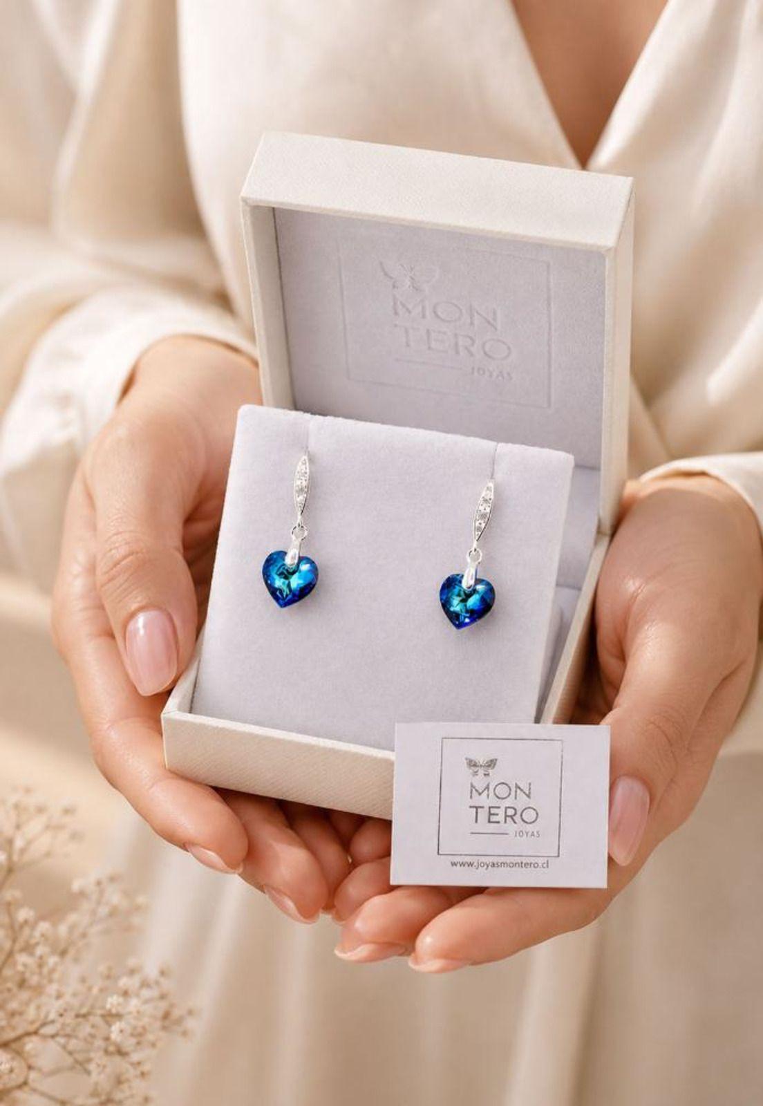 Aros Amor Plata 925 Cristal Swarovski® Bermuda Blue-5