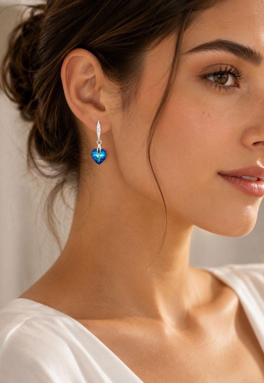 Aros Amor Plata 925 Cristal Swarovski® Bermuda Blue-6