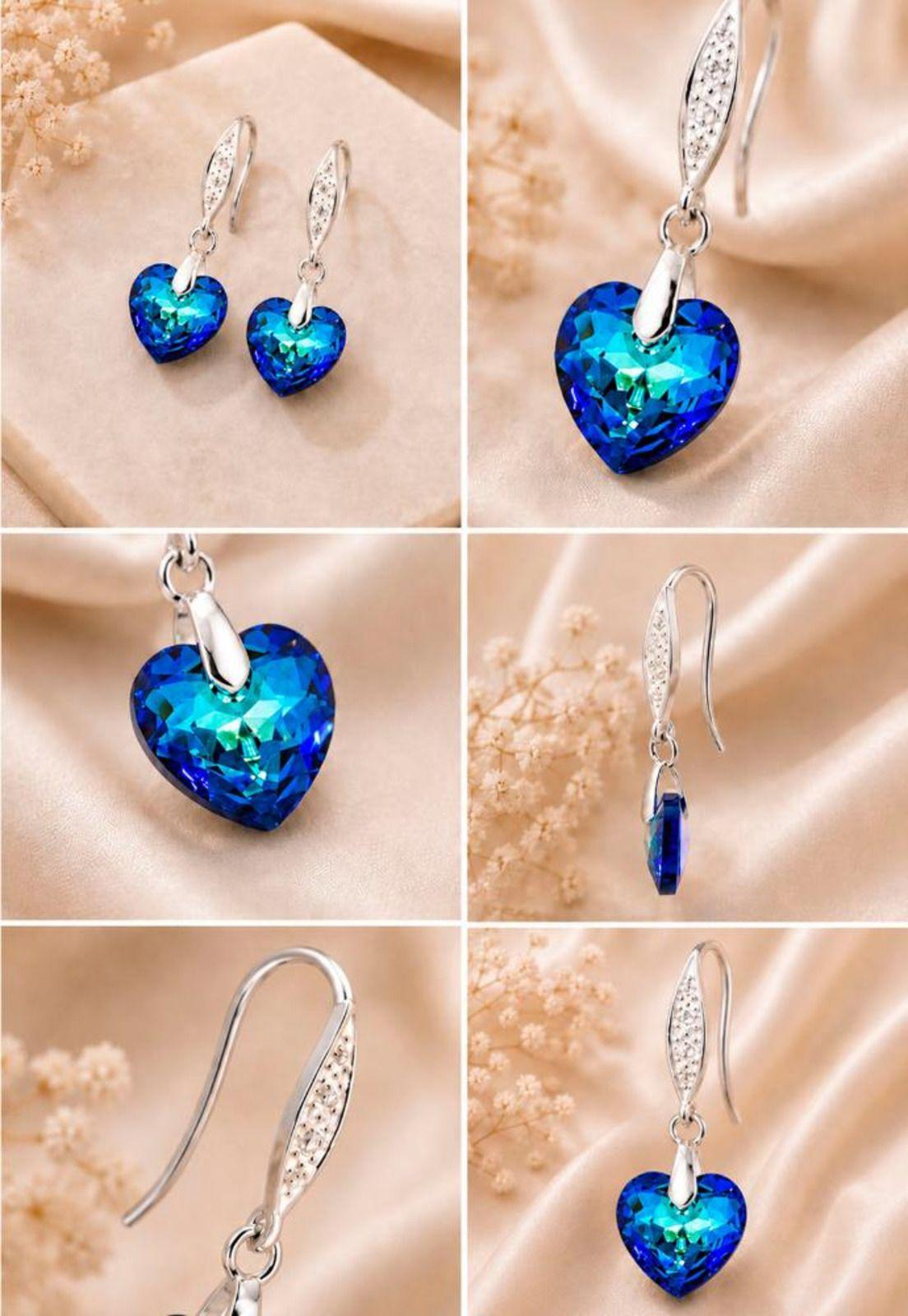 Aros Amor Plata 925 Cristal Swarovski® Bermuda Blue-7