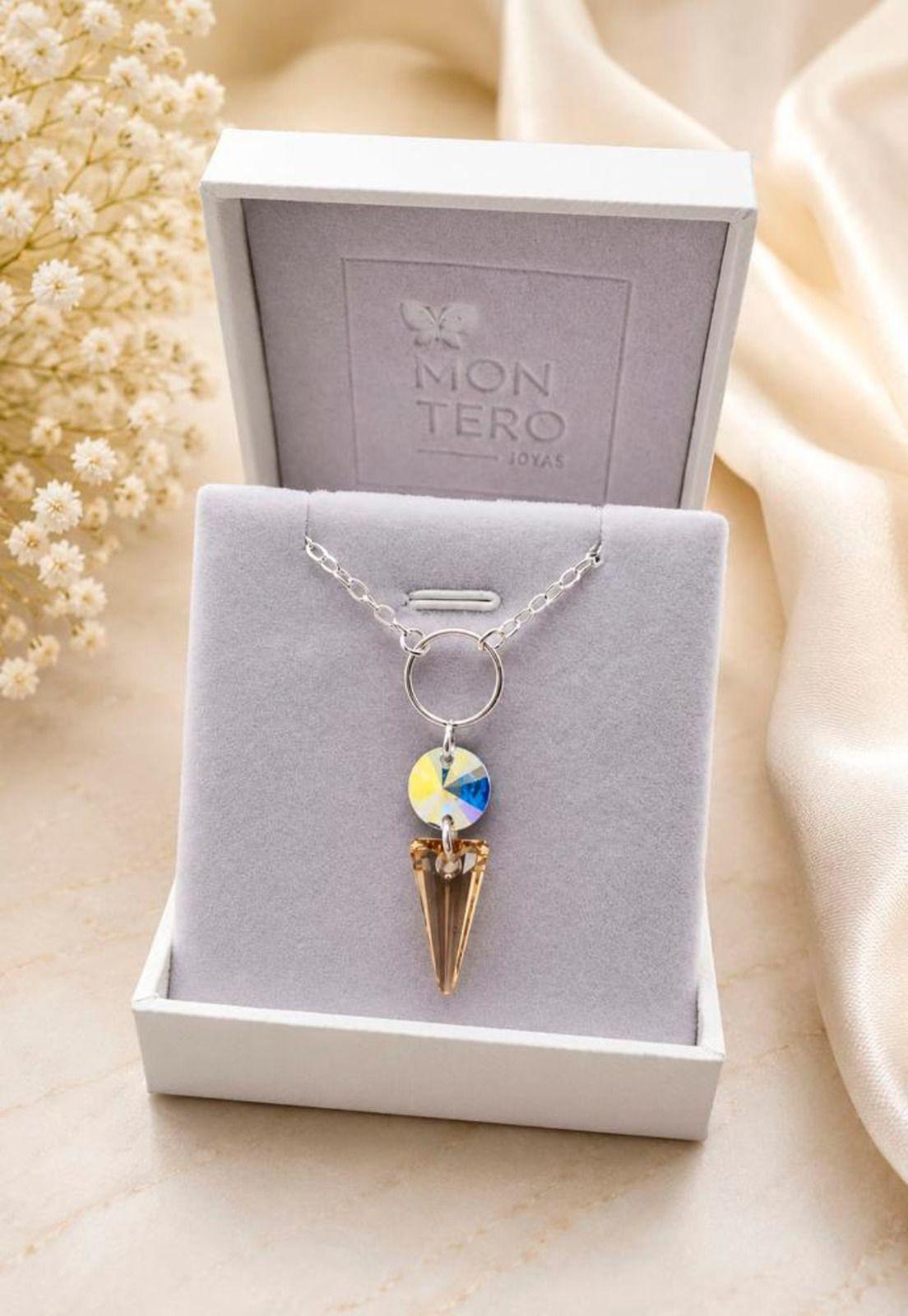 Collar Mystic Plata 925 Cristal Swarovski® Golden Shadow-2
