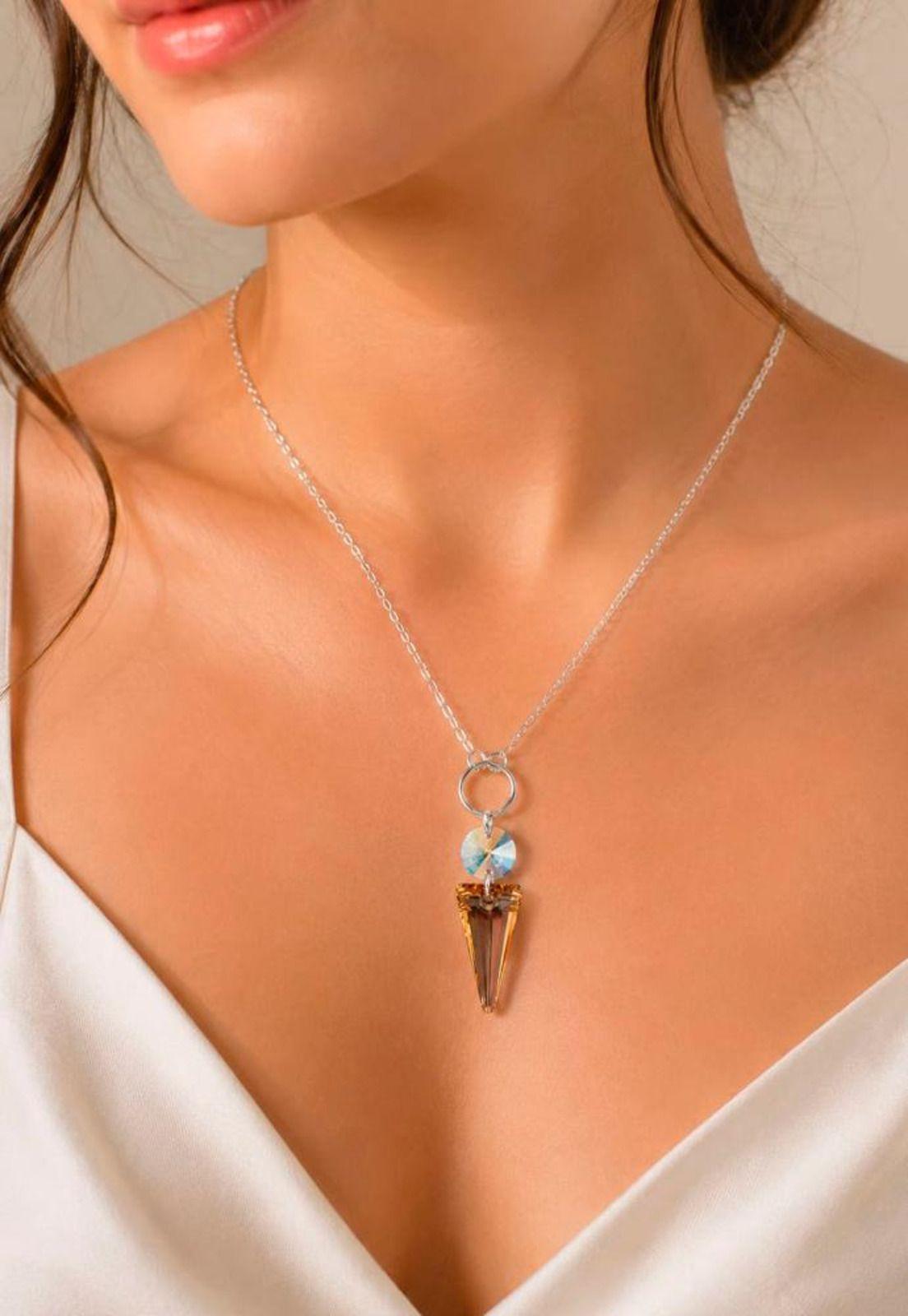 Collar Mystic Plata 925 Cristal Swarovski® Golden Shadow-6