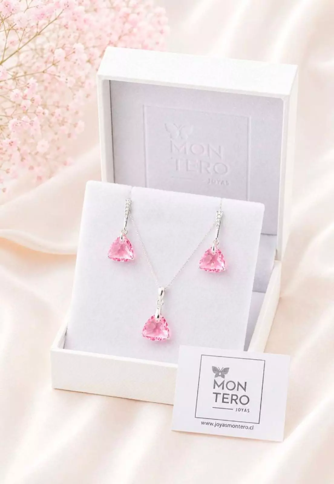 Conjunto Camila Plata 925 Cristal Swarovski®  Light Rose-1