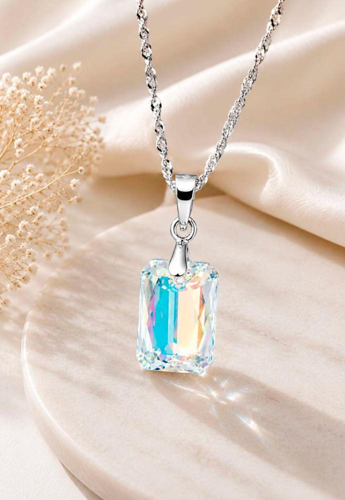 Collar Gran Estefanía Plata 925 Cristal Swarovski® Aurora Boreal-3