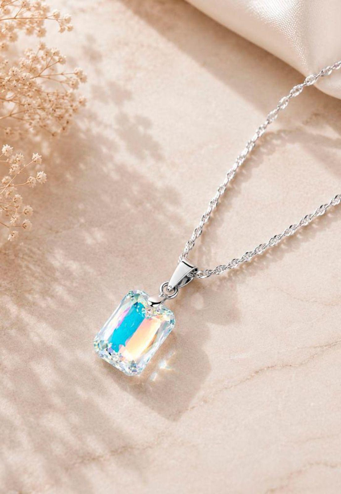 Collar Gran Estefanía Plata 925 Cristal Swarovski® Aurora Boreal-4
