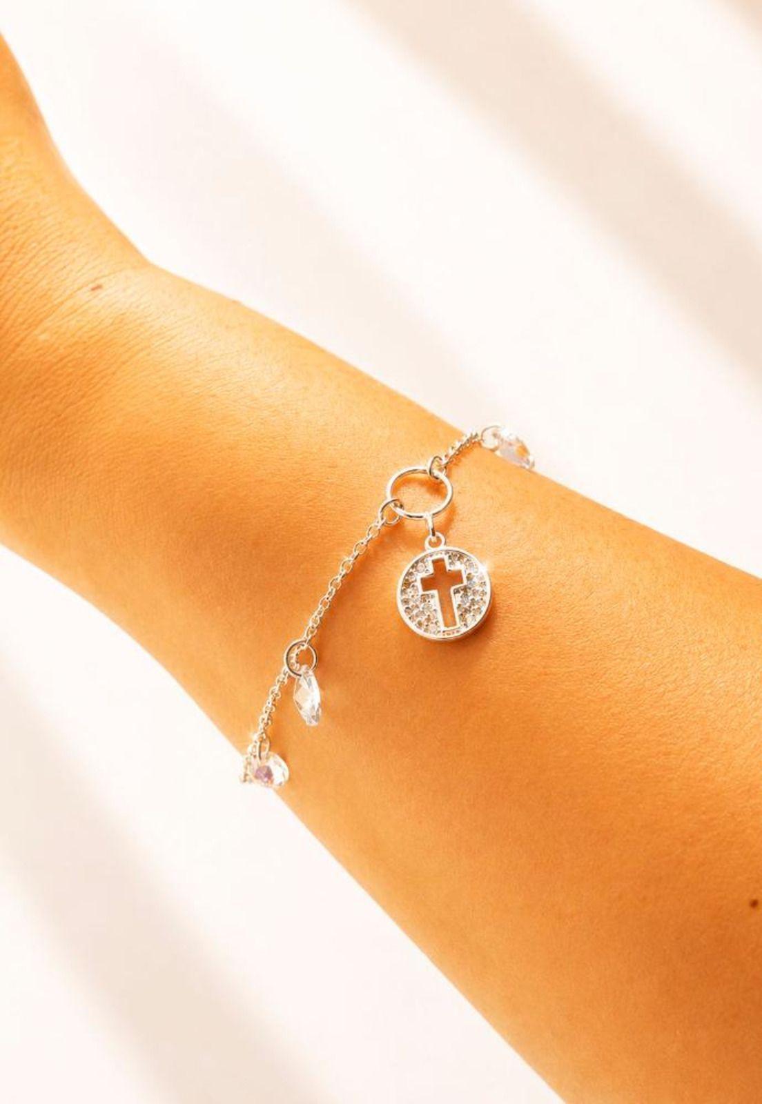 Pulsera Fe Plata 925 Cristal Swarovski® Blue Shade-3