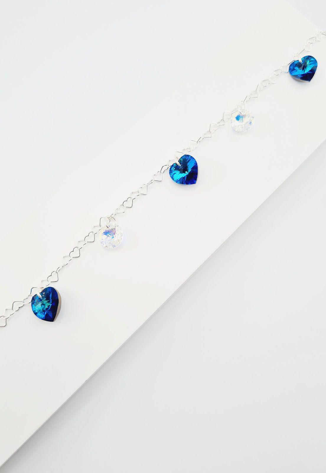 Pulsera Romance Plata italiana 925 Cristales Genuinos Bermuda Blue-2
