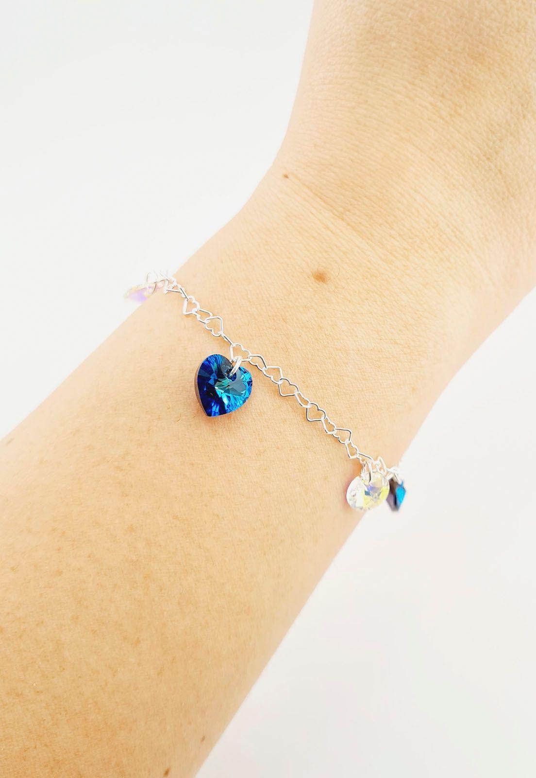 Pulsera Romance Plata Italiana 925 Cristal Genuino Bermuda Blue-3