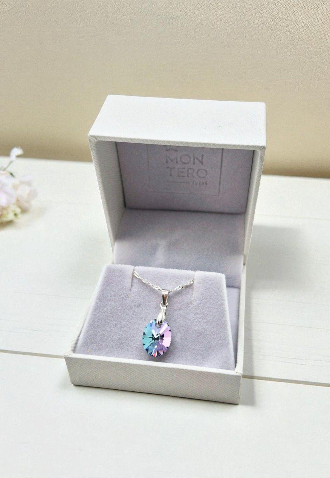 Collar Praga Plata 925 Cristal Genuino Vitral Light-3