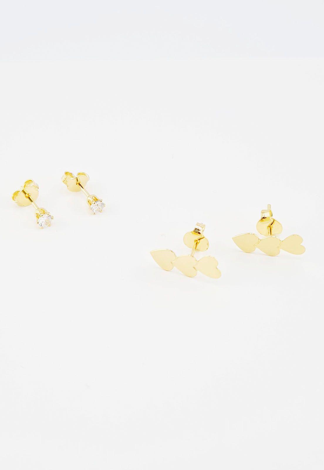 Pack Aros de Plata Con Baño de Oro 24k Love-2