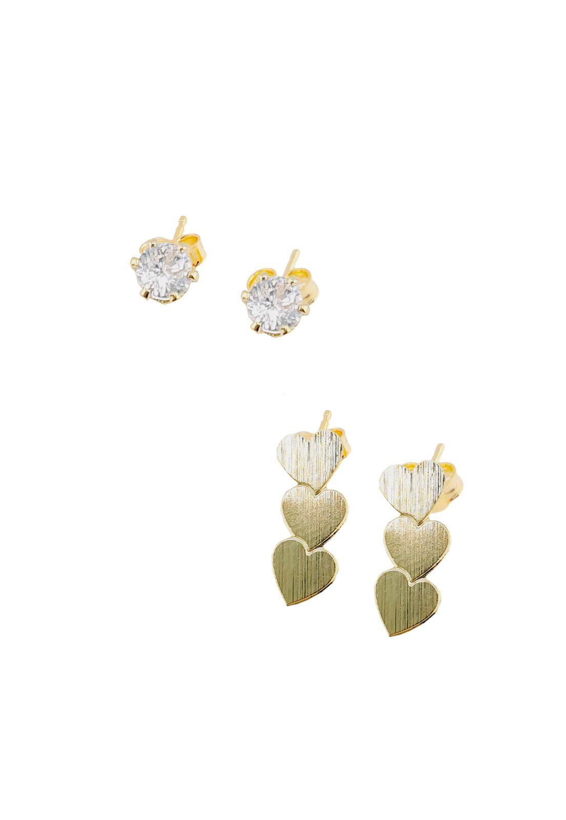 Pack Aros de Plata Con Baño de Oro 24k Love-1