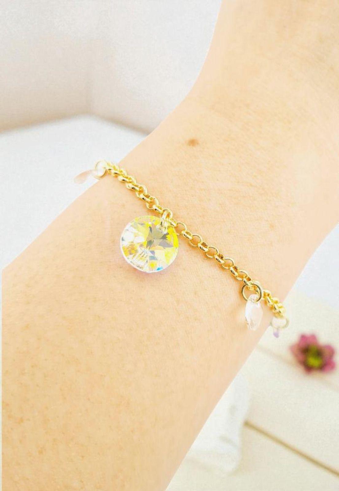 Pulsera Nepal Gold 24K Cristal Swarovski® Aurora Boreal-2