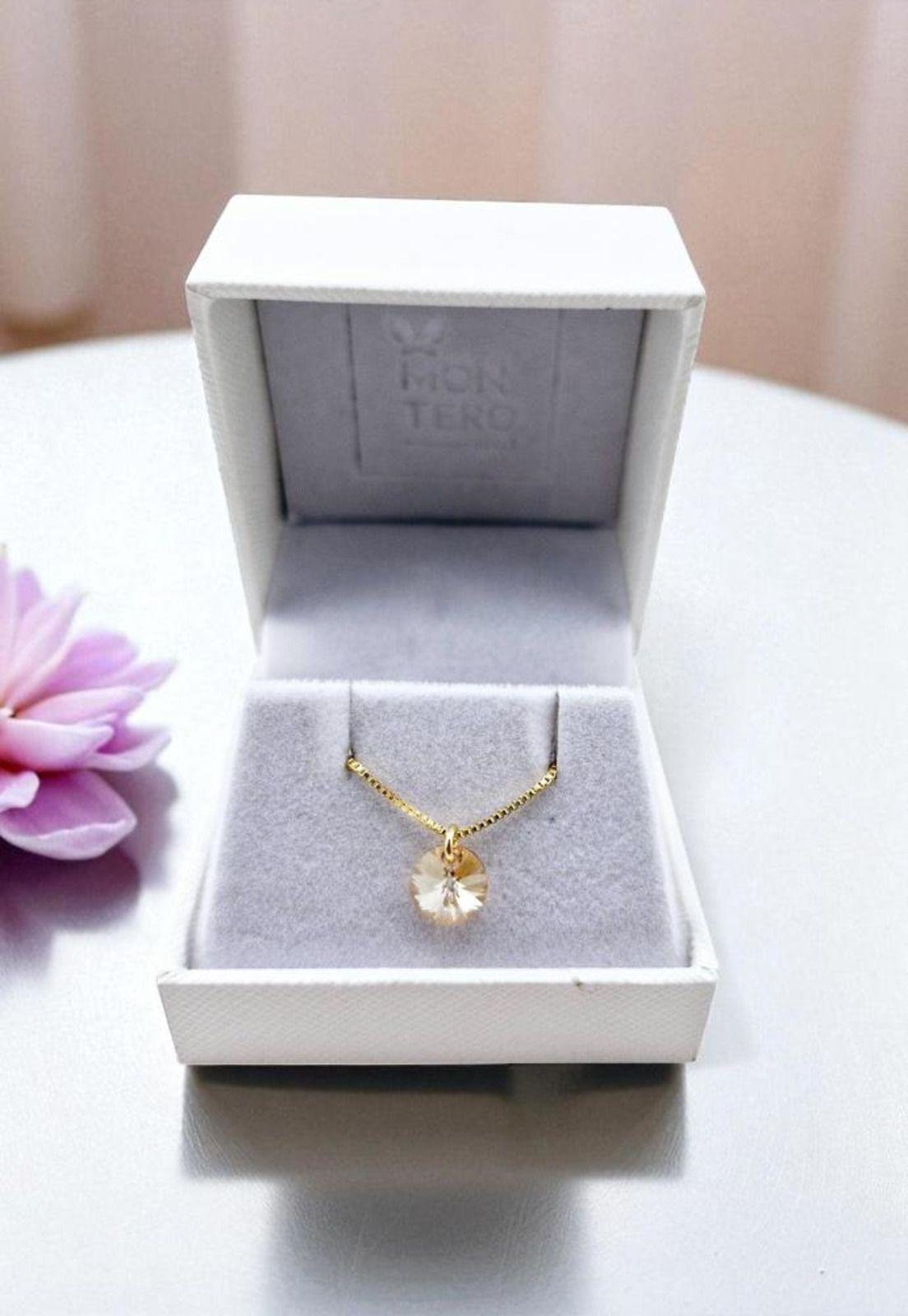 Collar Punto de Luz Gold 24k Cristal Swarovski® Golden Shadow-3