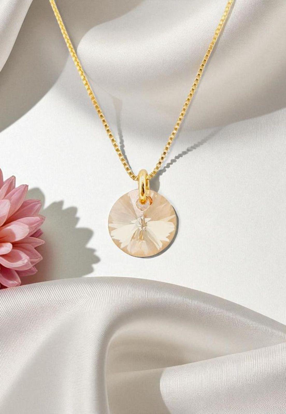 Collar Punto de Luz Gold 24k Cristal Swarovski® Golden Shadow-4