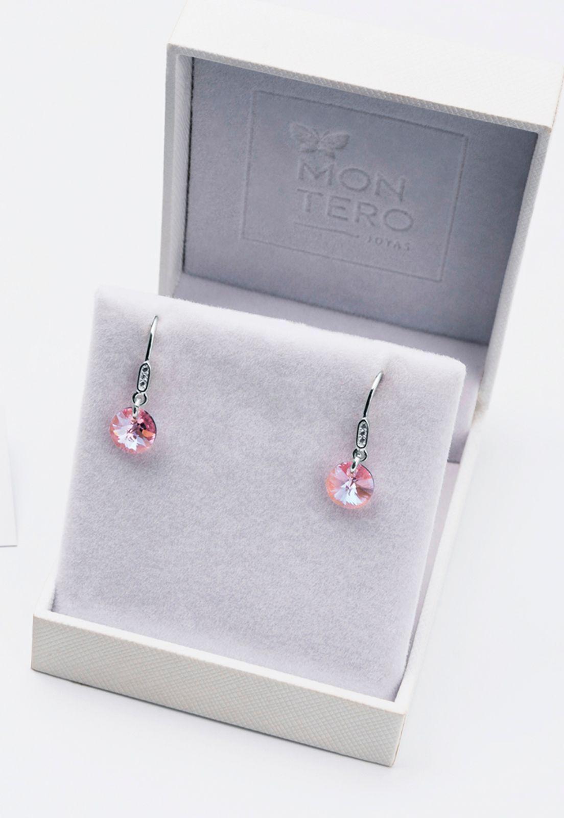 Aros Punto de Luz Circon Cristales Genuinos Rose Shimmer.-2