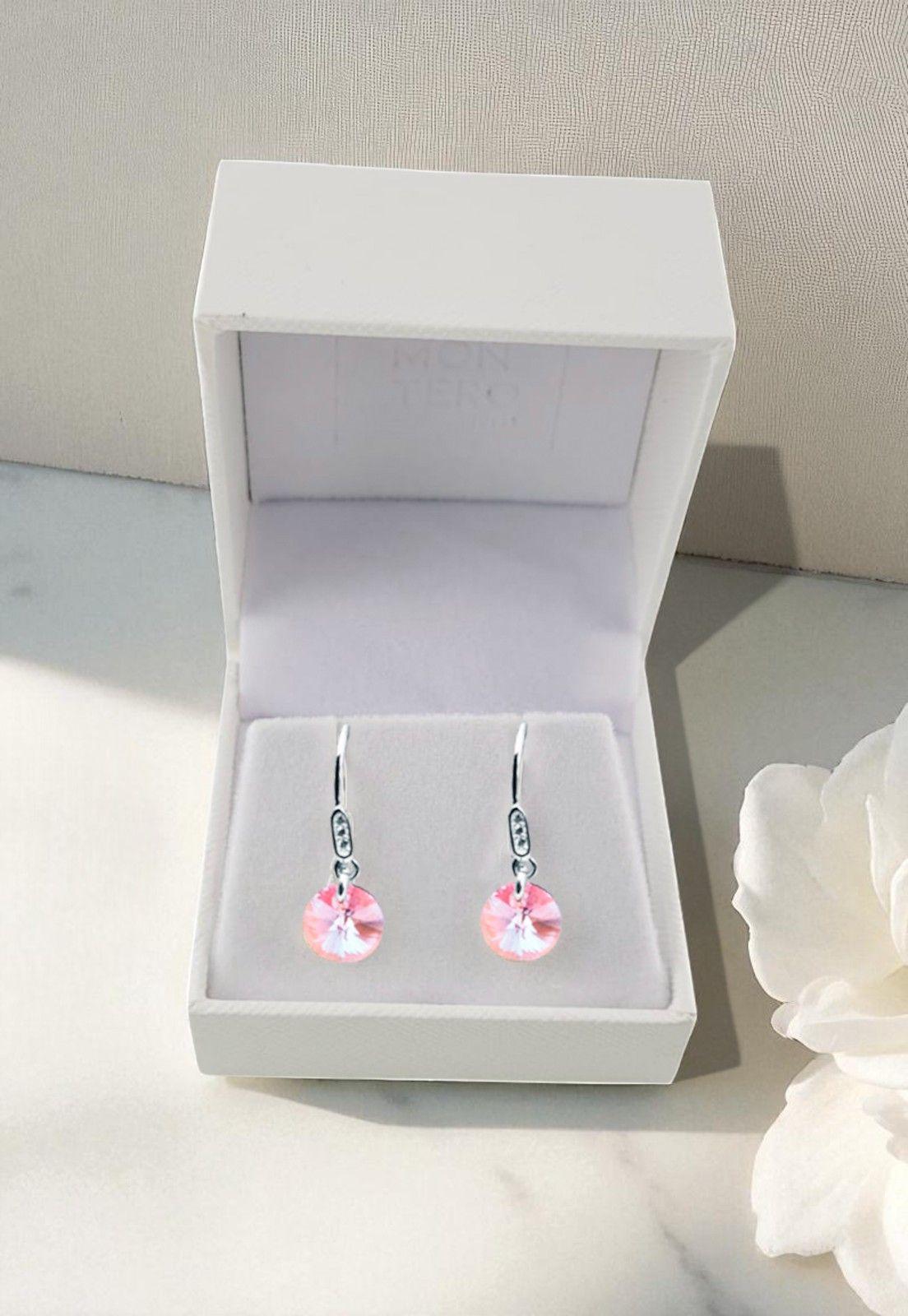 Aros Punto de Luz Circon Cristales Genuinos Rose Shimmer.-3