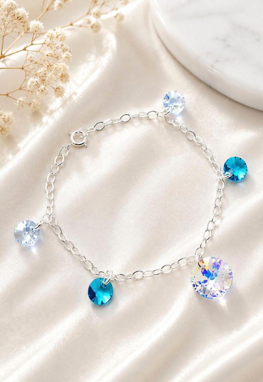 Pulsera Nepal Plata 925 Cristal Swarovski® Turquesa-3