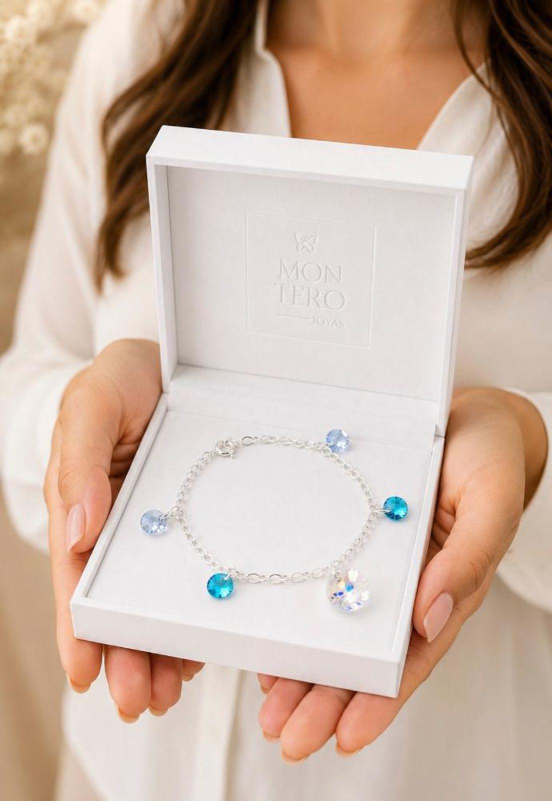 Pulsera Nepal Plata 925 Cristal Swarovski® Turquesa-4