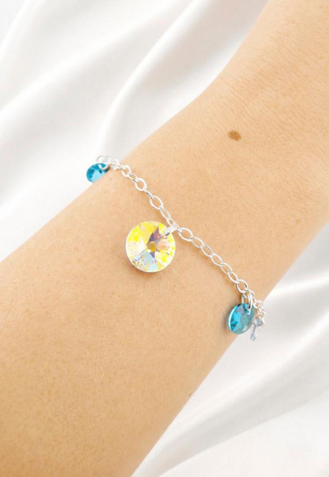 Pulsera Nepal Plata 925 Cristal Swarovski® Turquesa-5