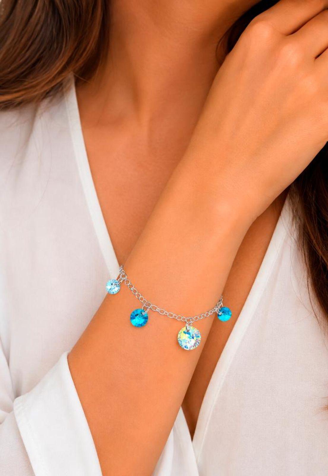 Pulsera Nepal Plata 925 Cristal Swarovski® Turquesa-7