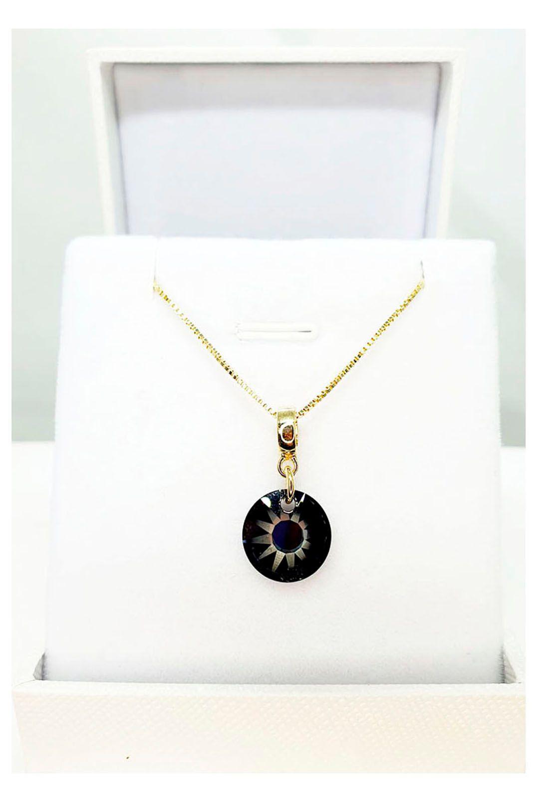 Collar Elisa Gold Cristal Genuino Silver Night-2
