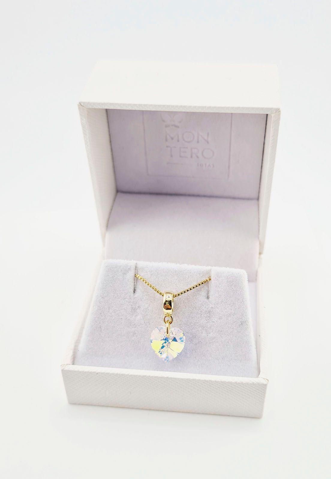 Collar Romance Gold  Cristales Genuinos  Aurora Boreal-2