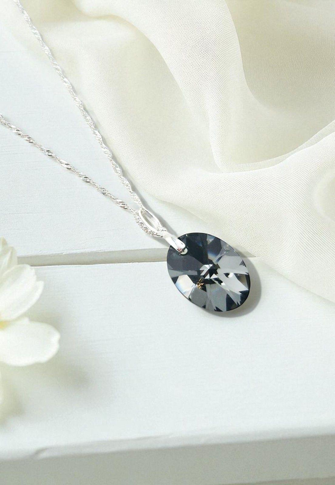 Collar Gran Praga Plata Italiana 925 y Cristales Silver Night-2