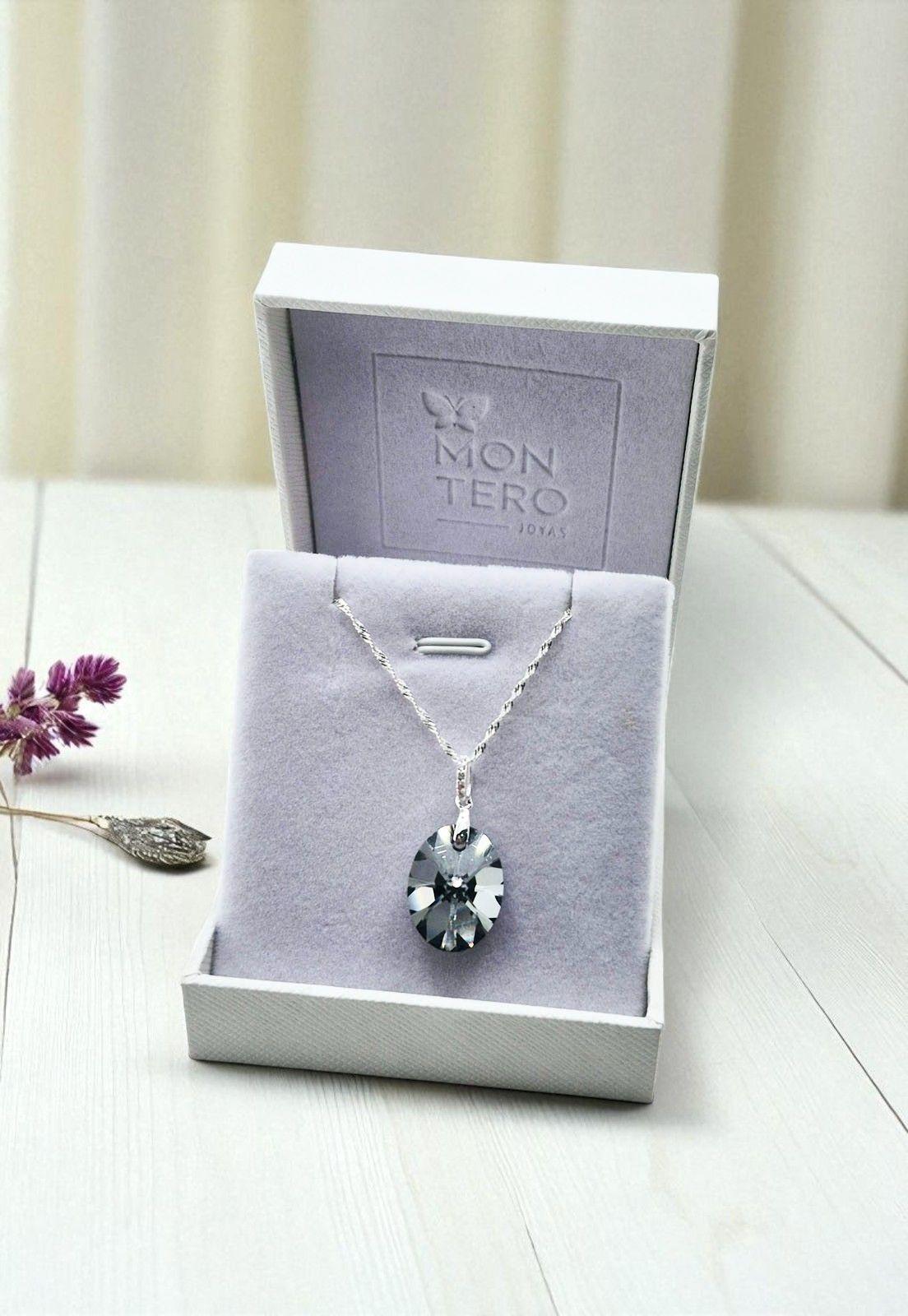Collar Gran Praga Plata Italiana 925 y Cristales Silver Night-3