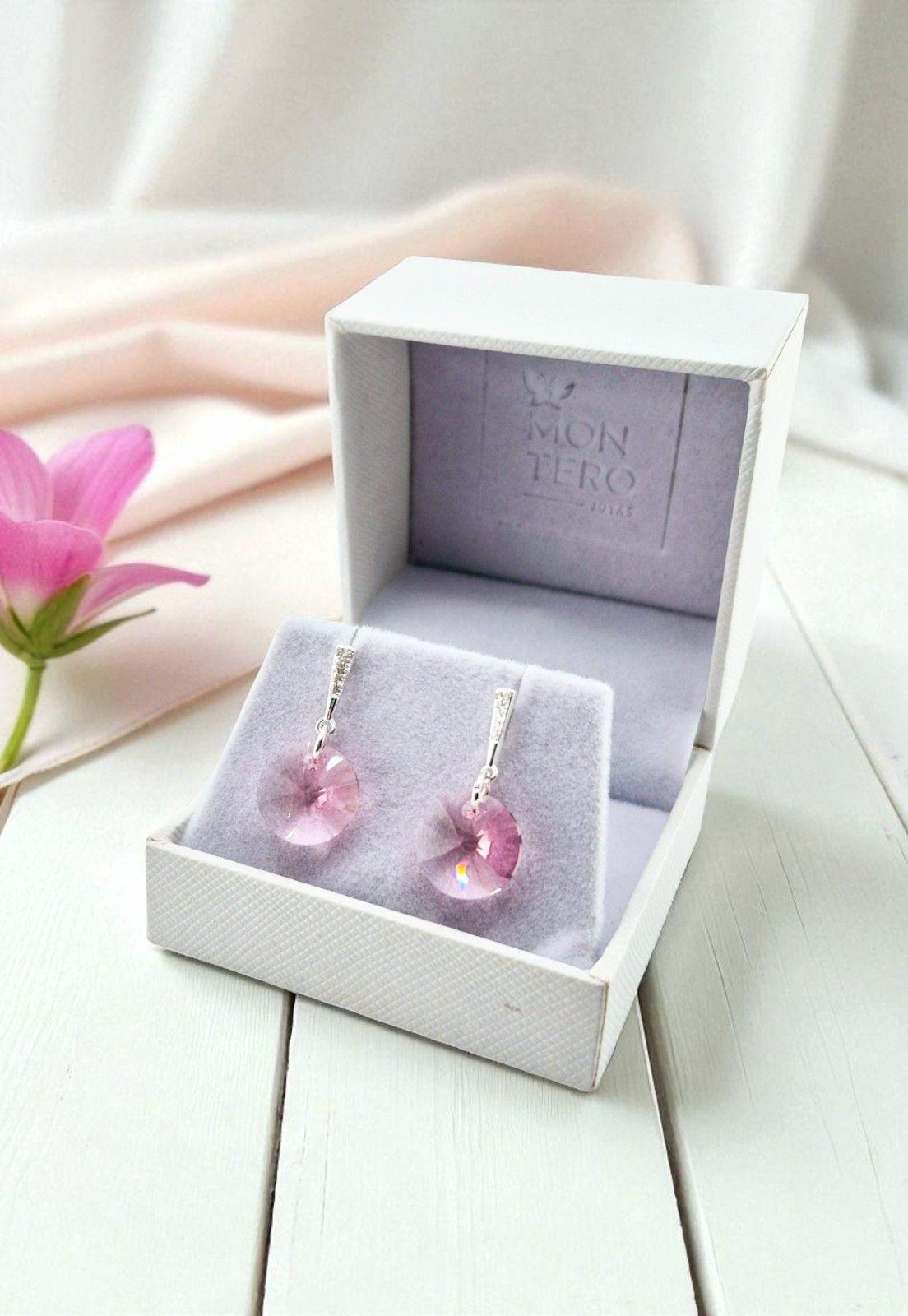 Aros Paris Plata Italiana 925 Cristal Genuino Rose Shimmer-3