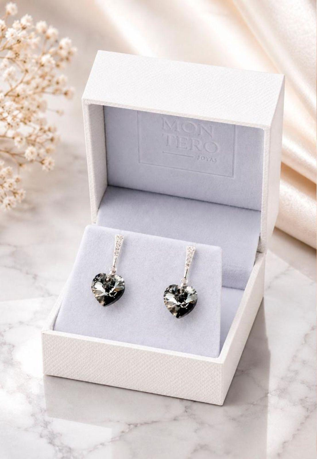 Aros Romance Plata 925 Cristal Swarovski® Silver Night-3