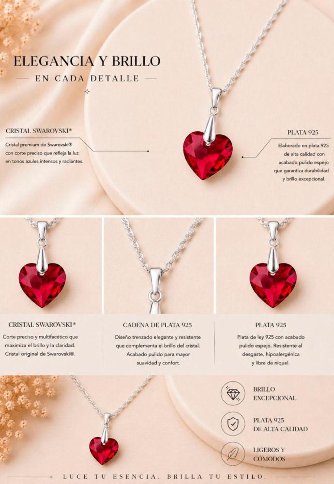 Collar Amor Plata 925 Cristal Swarovski® Siam-7