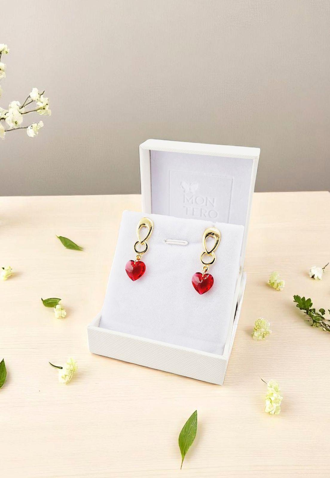 Aros Amor Gold Baño de Oro Cristales Genuinos Scarlet-3