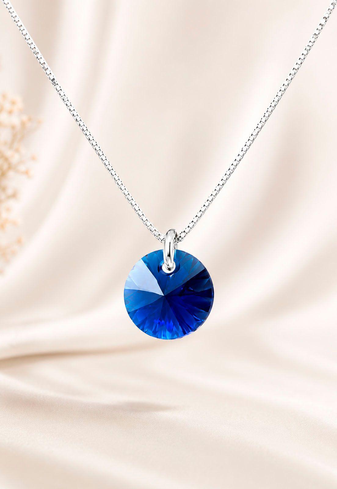 Collar Punto de Luz Plata 925 creado con cristales de Swarovski Dark Blue-4