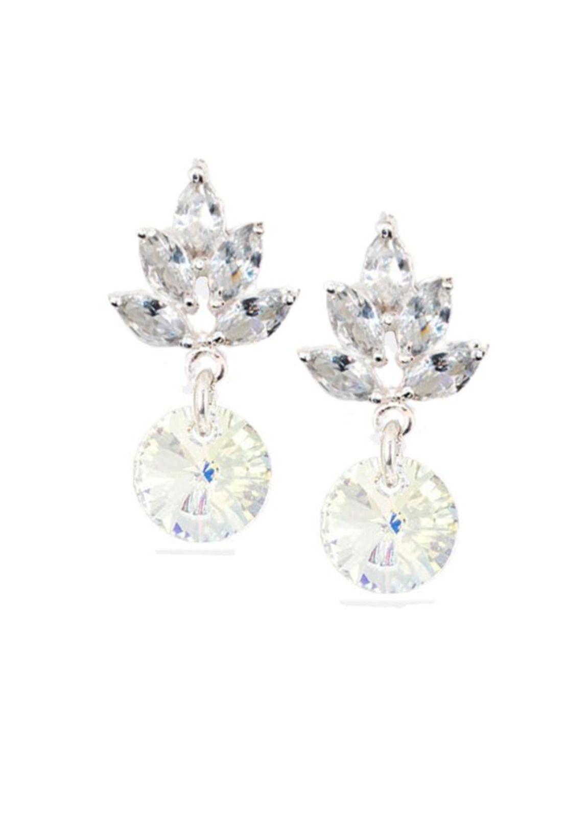 Aros Penelope Baño Oro Blanco Cristal Swarovski® Aurora Boreal-0