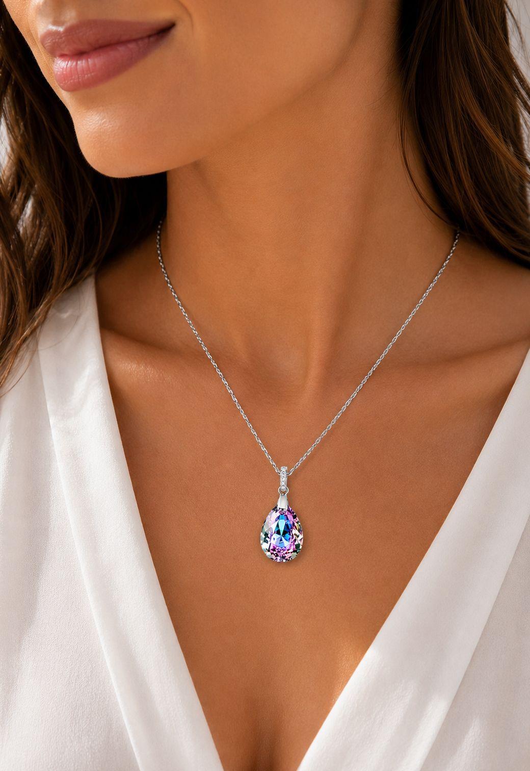 Collar Capricho Plata 925 Cristal Genuino Vitral Light -2