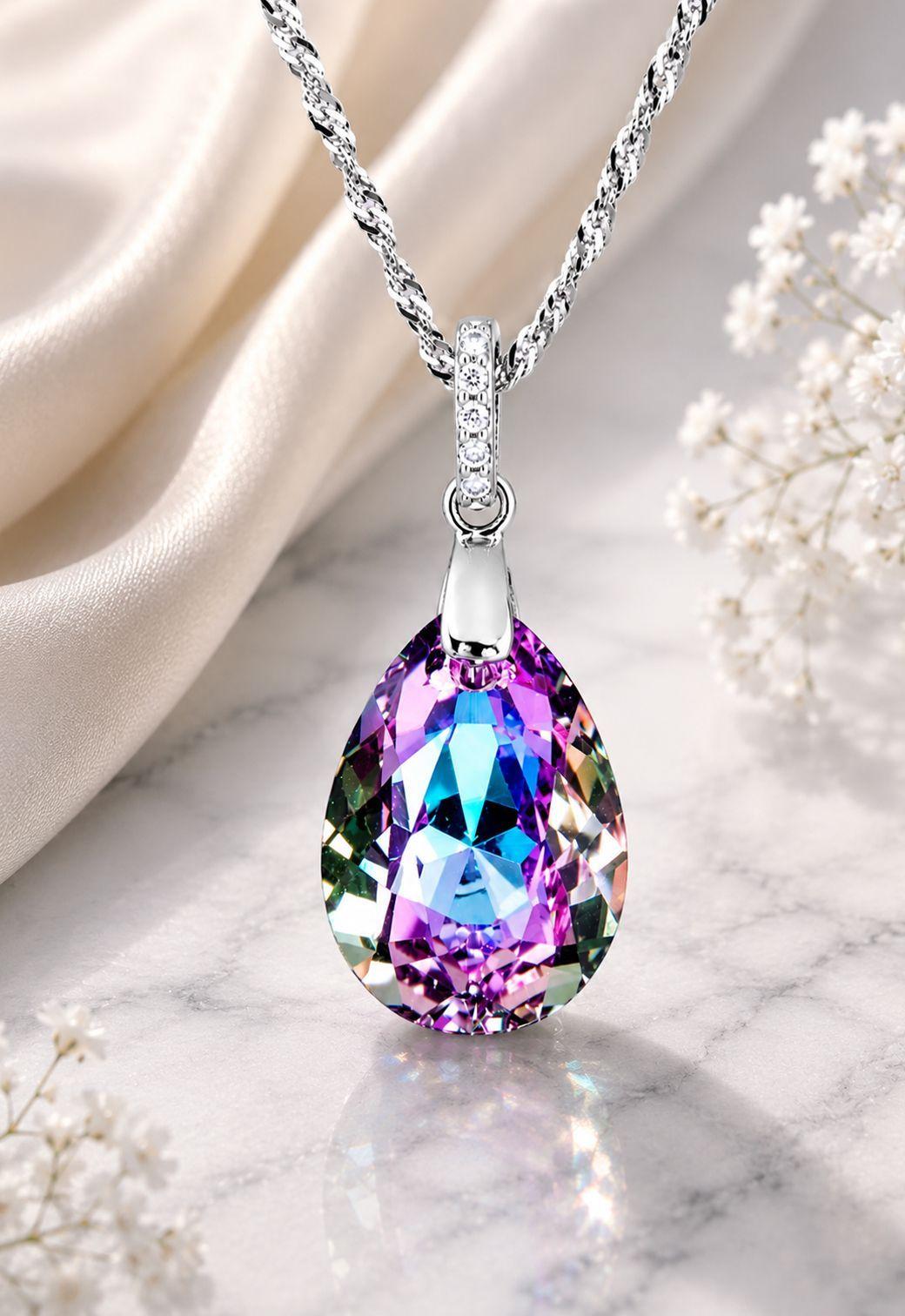 Collar Capricho Plata 925 Cristal Genuino Vitral Light -5