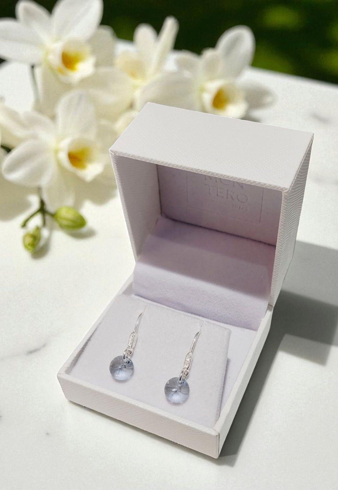 Aros Punto de Luz Circon Cristales Genuinos Blue Shade.-3